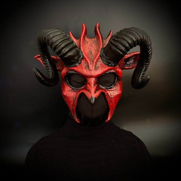 Krampus Ram Goat Demon with Horns Devil Halloween Masquerade Masks Party Mask - Picture 1 of 4